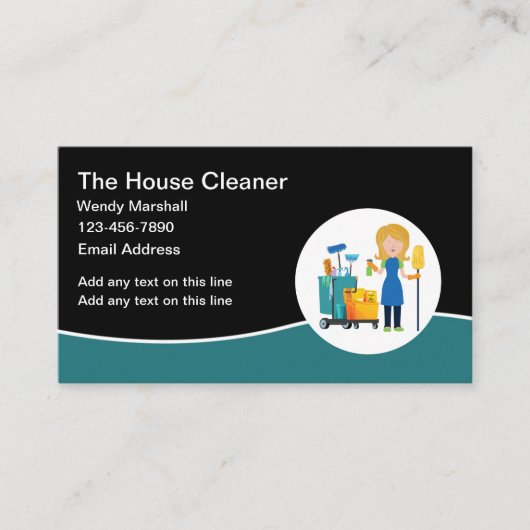 Moderne bewerkbare schoonmaakservice Visitekaartje (Voorkant)