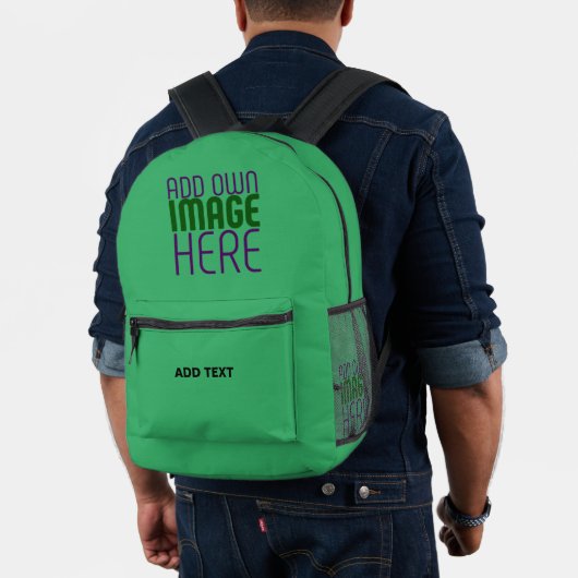 MODERNE BEWERKBARE SMARAGD GROENE AFBEELDINGSTEKST BEDRUKTE RUGZAK (Insitu (model))