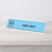 MODERNE BEWERKBARE SWAG SKY BLUE AFBEELDING TEKST BUREAU NAAMBORDJE (Voorkant)