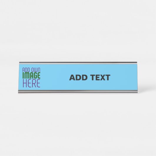 MODERNE BEWERKBARE SWAG SKY BLUE AFBEELDING TEKST BUREAU NAAMBORDJE (Voorkant)