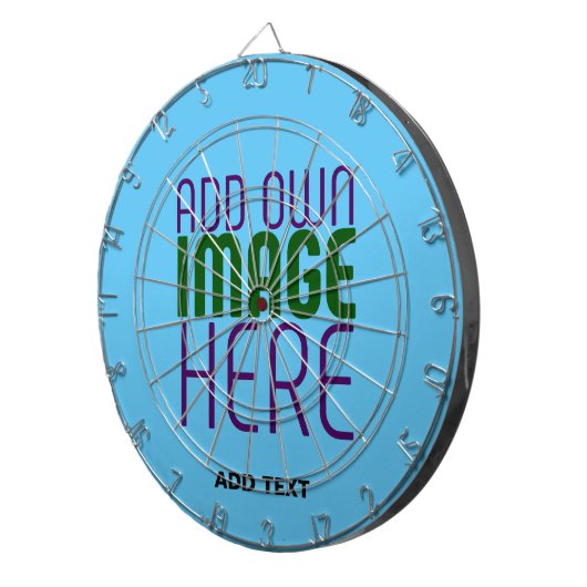 MODERNE BEWERKBARE SWAG SKY BLUE AFBEELDING TEKST  DARTBORD (Voorkant Rechts)