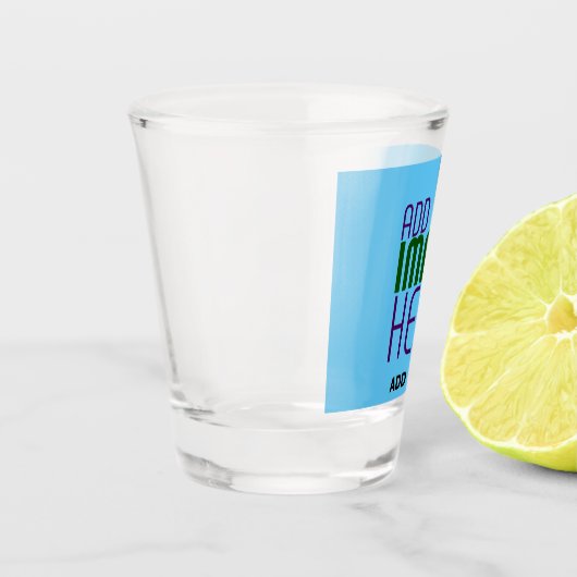 MODERNE BEWERKBARE SWAG SKY BLUE AFBEELDING TEKST  SHOT GLAS (Links)