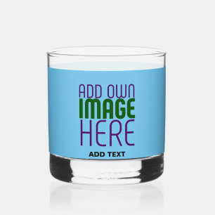 MODERNE BEWERKBARE SWAG SKY BLUE AFBEELDING TEKST WHISKY GLAS