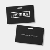 Moderne bewerkbare tekst in witte Logo-stijl Lijst Badge (Voor- en achterkant)