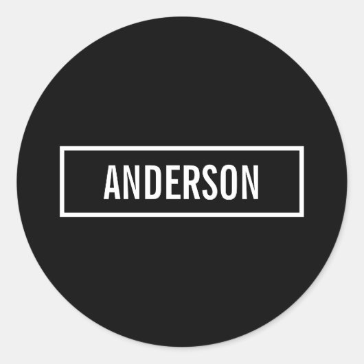 Moderne bewerkbare tekst in witte Logo-stijl Lijst Ronde Sticker (Voorkant)