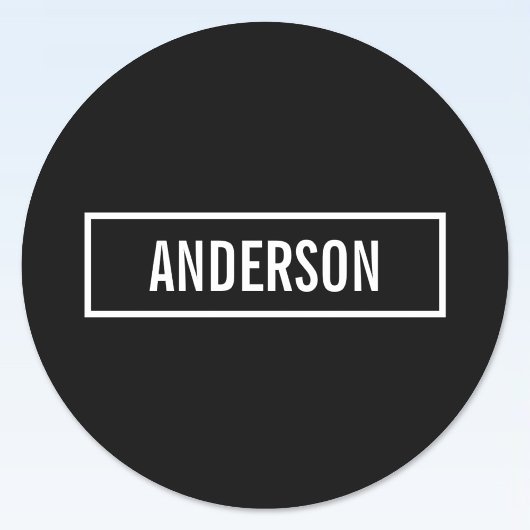 Moderne bewerkbare tekst in witte Logo-stijl Lijst Ronde Sticker