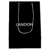 Moderne bewerkbare tekst | Zwart-wit Medium Cadeauzakje (Achterkant)