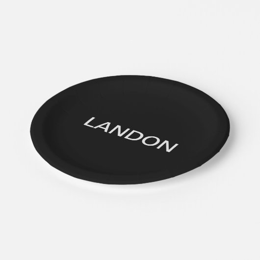 Moderne bewerkbare tekst | Zwart-wit Papieren Bordje (Gekanteld)