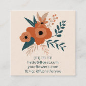 Moderne bewerkbare terracotta bloemenretro bloemis vierkante visitekaartje (Achterkant)