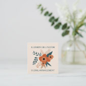 Moderne bewerkbare terracotta bloemenretro bloemis vierkante visitekaartje (Staand voorkant)