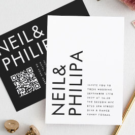 Moderne BEWERKBARE Trouwdag met dikgedrukte namen  Kaart