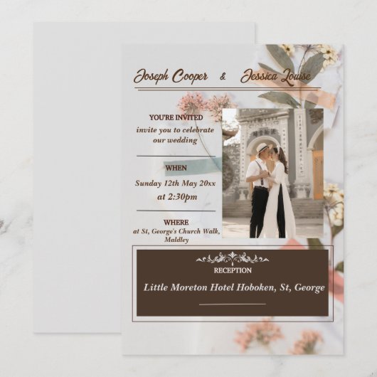 Moderne, bewerkbare trouwuitnodigingskaart kaart (Voorkant / Achterkant)