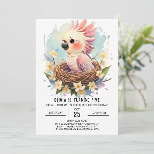 Moderne bewerkbare vogelverjaardag kaart (Staand voorkant)