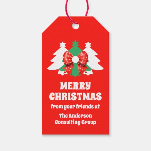 Moderne bewerkbare zakelijke kerstvakantie cadeaulabel (Voorkant)