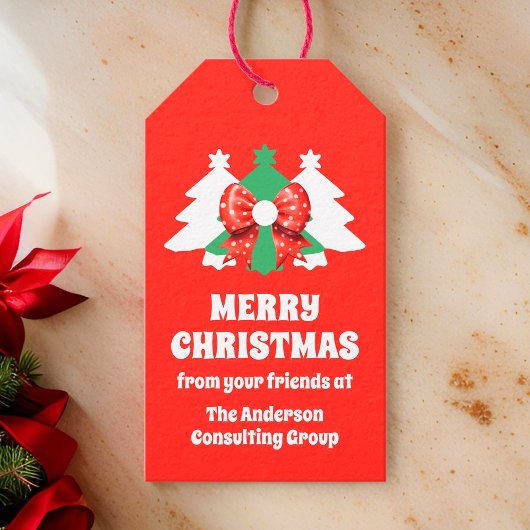 Moderne bewerkbare zakelijke kerstvakantie cadeaulabel