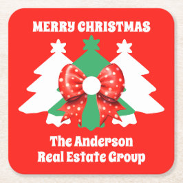 Moderne bewerkbare zakelijke kerstvakantie kartonnen onderzetters