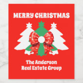 Moderne bewerkbare zakelijke kerstvakantie wijn etiket (Enkel label)