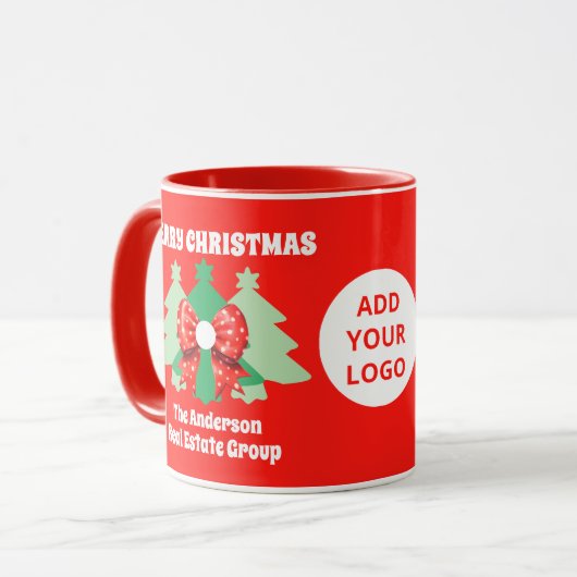 Moderne bewerkbare zakelijke Logo kerstvakantie Mok (Voorkant links)