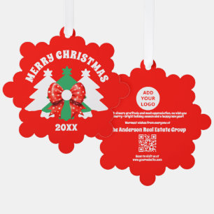 Moderne bewerkbare zakelijke Logo QR-code Kerstmis Ornament Kaart
