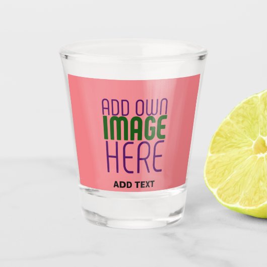 MODERNE BEWERKBARE ZALM ROZE AFBEELDING TEKST SJAB SHOT GLAS (Voorkant)