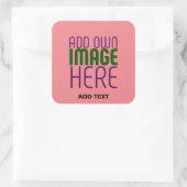 MODERNE BEWERKBARE ZALM ROZE AFBEELDING TEKST SJAB VIERKANTE STICKER (Tas)