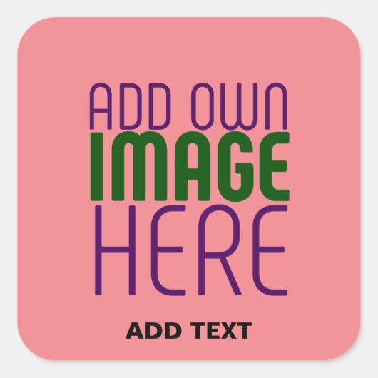 MODERNE BEWERKBARE ZALM ROZE AFBEELDING TEKST SJAB VIERKANTE STICKER (Voorkant)