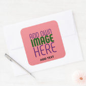 MODERNE BEWERKBARE ZALM ROZE AFBEELDING TEKST SJAB VIERKANTE STICKER (Envelop)