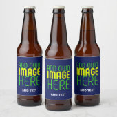 MODERNE BEWERKBARE ZOEKE NAVYBLAUWE AFBEELDING TEK BIER ETIKET (Flessen)
