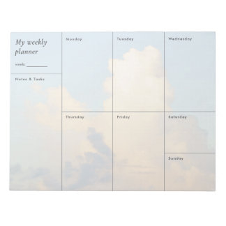 Moderne bewolkte lucht minimalistische weekplanner notitieblok