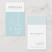 Moderne Bezem Lichtblauw Schoonmaakservice Maid Visitekaartje (Voorkant / Achterkant)