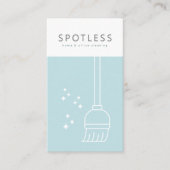 Moderne Bezem Lichtblauw Schoonmaakservice Maid Visitekaartje (Voorkant)
