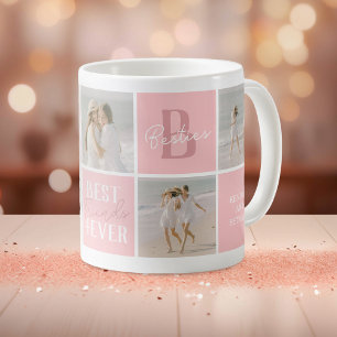 Moderne BFF Besties Fotocollage Roze Koffiemok