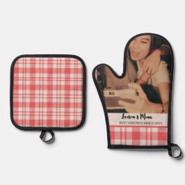 Moderne BFF-foto Plaid Vriendschap Beste Vriend Ovenwant & Pannenlap Set