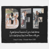 Moderne BFF Fotocollage Beste Vriend Besties Zwart Fleece Deken (Voorkant (Horizontaal))