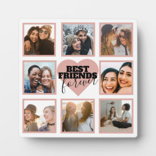 Moderne BFF-fotocollage roze gouden hart Fotoplaat