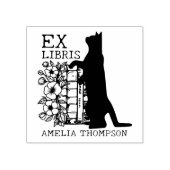 Moderne bibliotheekkat, ex libris  rubberstempel (Afrduk)