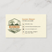 Moderne Biege Green Brown Lawn Care Mow Landscapin Visitekaartje (Voorkant)