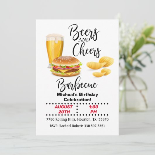 Moderne bier en kauwers barbecue Birthday Kaart (Staand voorkant)