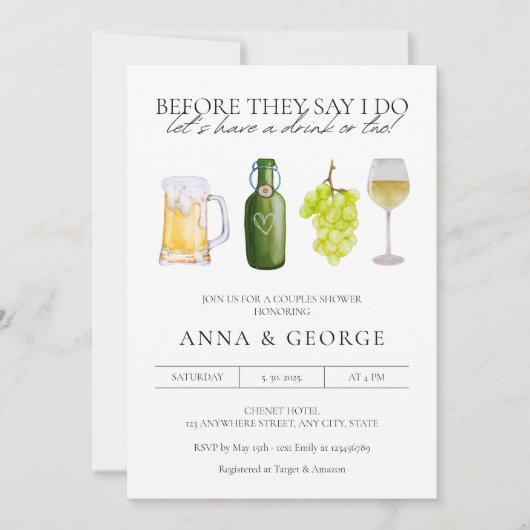 Moderne Bier Wijn Brouwerij Koppel Shower Kaart (Voorkant)