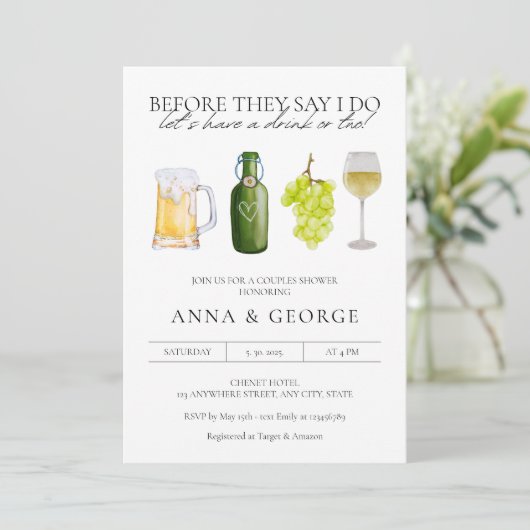 Moderne Bier Wijn Brouwerij Koppel Shower Kaart (Staand voorkant)