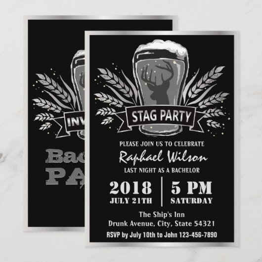 Moderne Biergerst Jonge-Mannen-afscheidspartij Uit Kaart (Voorkant / Achterkant)