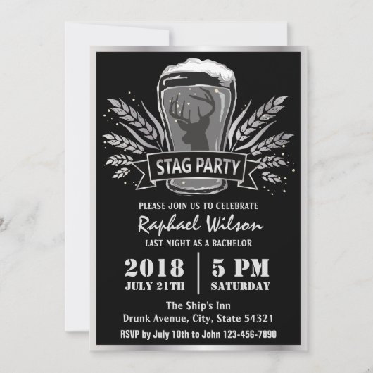 Moderne Biergerst Jonge Mannen Avond Uitnodigingsk Kaart (Voorkant)