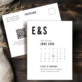 Moderne Big Bold Monogram Kalender Bewaar de datum Briefkaart