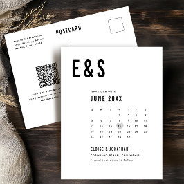 Moderne Big Bold Monogram Kalender Bewaar de datum Briefkaart