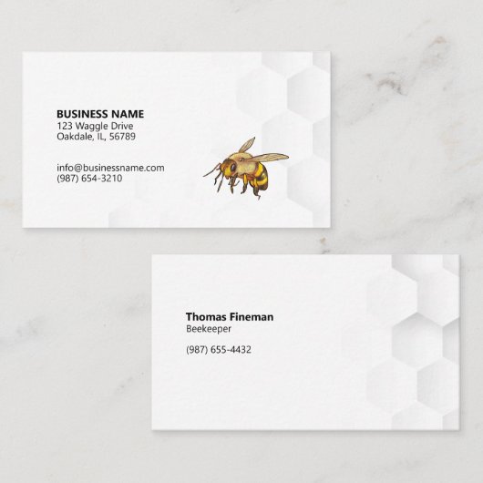 Moderne bij en honingraat Watermerk White Visitekaartje (Voorkant / Achterkant)