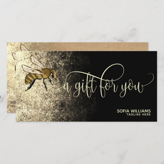 Moderne Bij Honeybee Honing Cadeaubon (Voorkant / Achterkant)