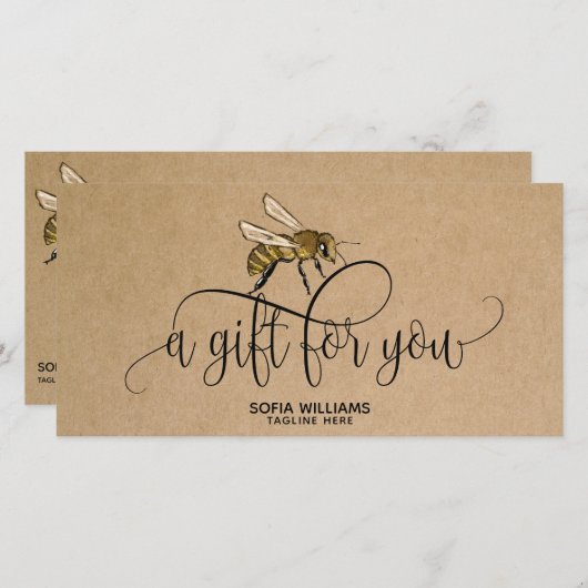 Moderne Bij Honeybee Honing Cadeaubon (Voorkant / Achterkant)