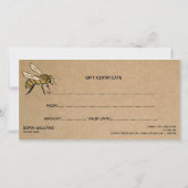 Moderne Bij Honeybee Honing Cadeaubon (Achterkant)