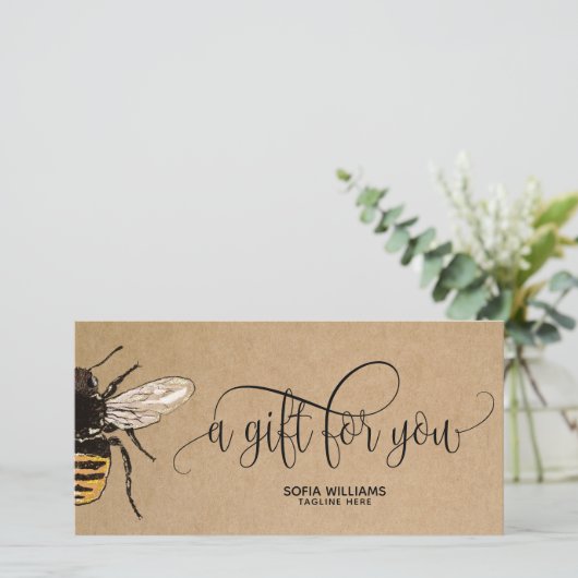 Moderne Bij Honeybee Honing Cadeaubon (Staand voorkant)