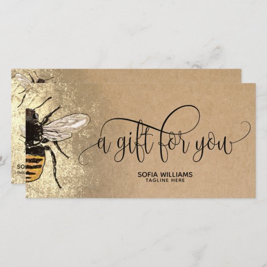 Moderne Bij Honeybee Honing Cadeaubon (Voorkant / Achterkant)